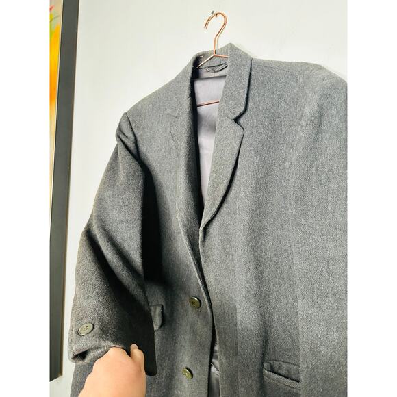 Burton Vintage Grey Charcoal Overcoat Jacket Button Front  Made in England XL - Picture 4 of 10